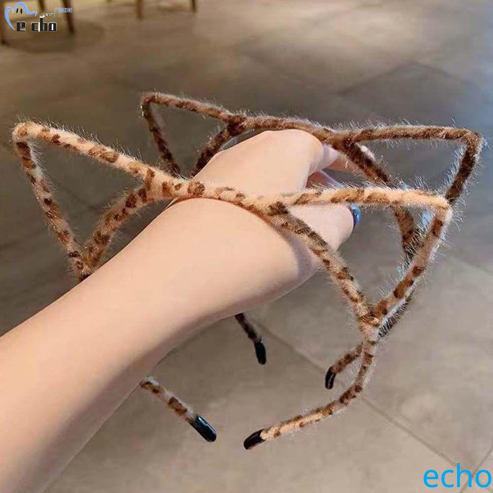 Pivot หูแมวสำหรับฤดูหนาว พิมพ์เสือดาว คาดศีรษะสำหรับคอสเพลย์และแฟชัน