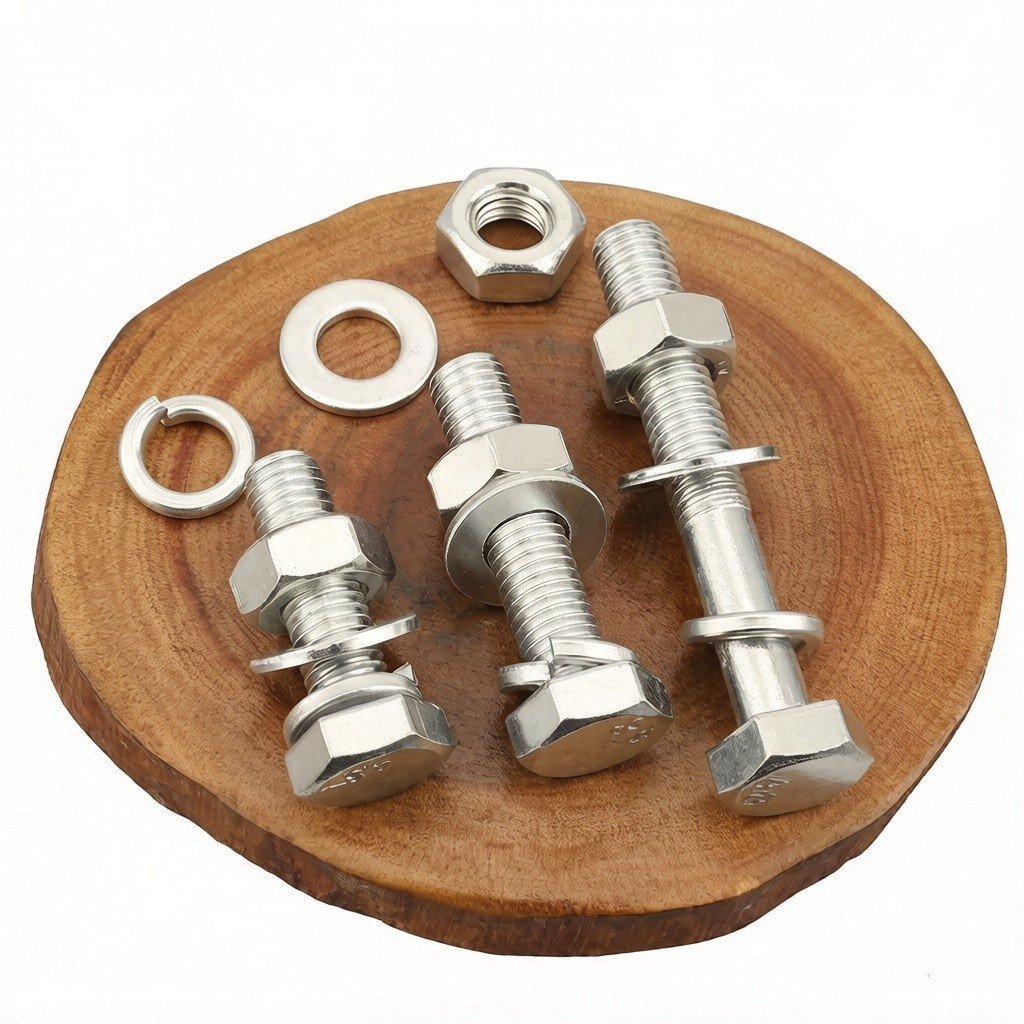 สังกะสี 4.8 เกรดภายนอกหกเหลี่ยมผสม Bolt สกรูแบนเครื่องซักผ้ายืดหยุ่น Nut สี่ชุดมาตรฐานแห่งชาติ C5M6M