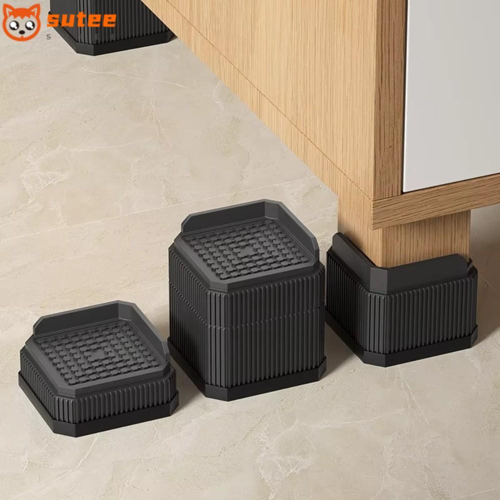 SUTEEE เตียงยก Risers, แผ่นเท้าเฟอร์นิเจอร์กันลื่นทรงสี่เหลี่ยม, ตู้เย็นยกเตียงสําหรับงานหนักแบบปรับได้คุณภาพสูง