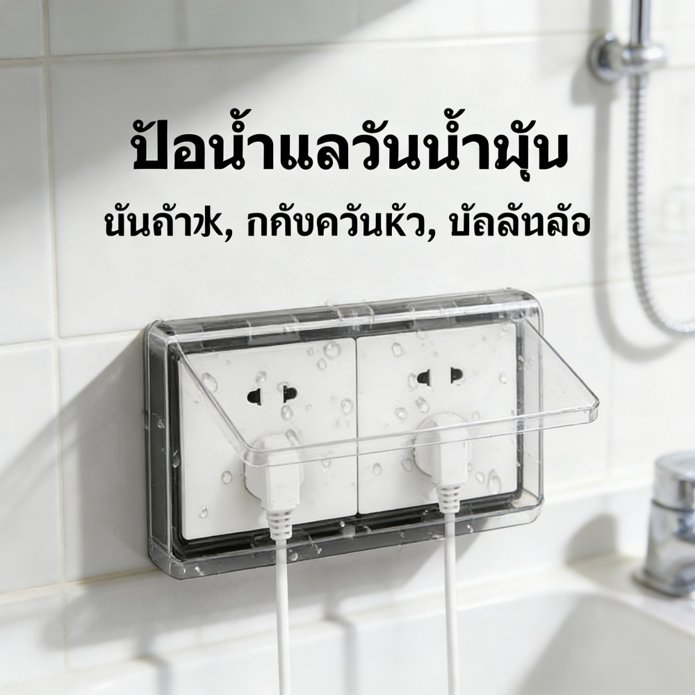 ปลั๊กไฟฟ้าของห้องน้ำ กันน้ำ ฝาครอบกันน้ำ กาวในตัว ป้องกันปลั๊ก สำหรับความปลอดภัยของเด็ก