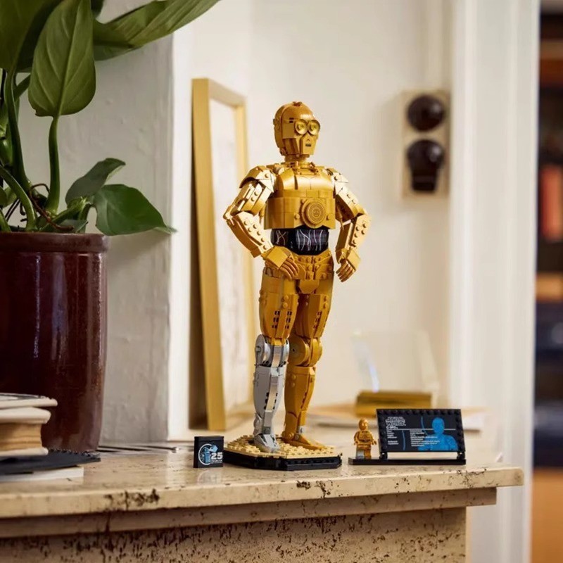 เข้ากันได้กับ Lego 75398 StarrWars Star Wars Series Robot C-3PO Little Golden Man Robot Assembly