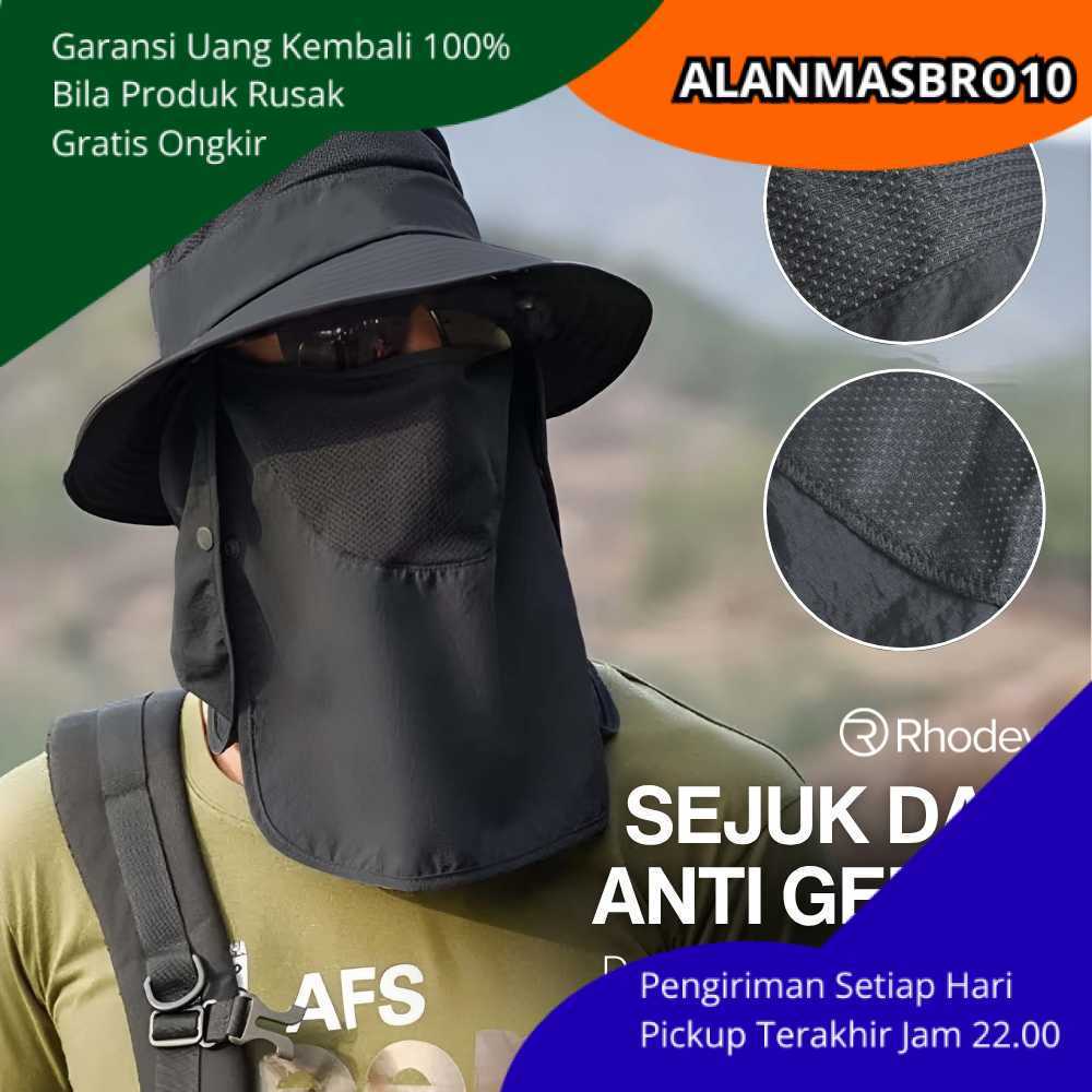 กลางแจ้ง Anti-Uv Boonie หมวกกันน้ําอินเทรนด์หมวกป่าหน้ากากและคอ Protector วัสดุไนลอน Anti-Hot ทนทานส