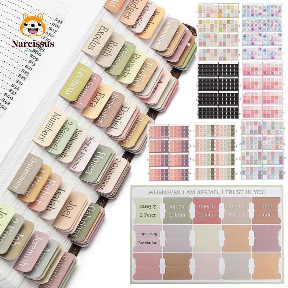 NARCISSUS 120 ชิ้นลามิเนต Bible Tabs, แท็บพระคัมภีร์ Boho สีสันสดใสหลายสี, นําทางง่าย Self กาว Bible
