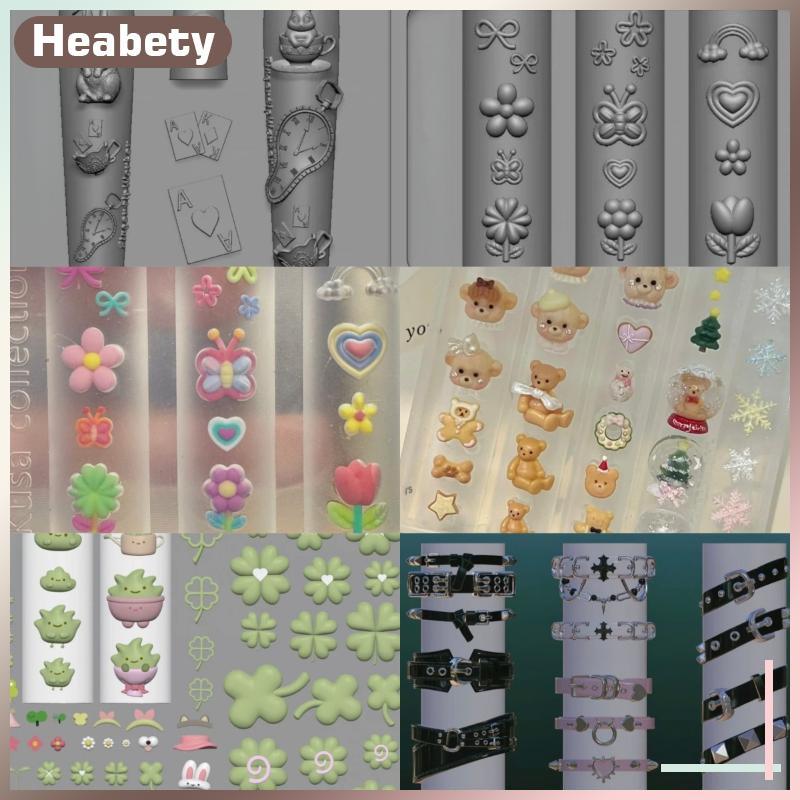 [ Heabety] ซิลิโคนใสเล็บแม่พิมพ์เข็มขัด Bule ดอกไม้ผีเสื้อ Four-leaf Clover 3D แม่พิมพ์ตกแต่งเล็บแม่แบบแต่งเล็บ [COD]