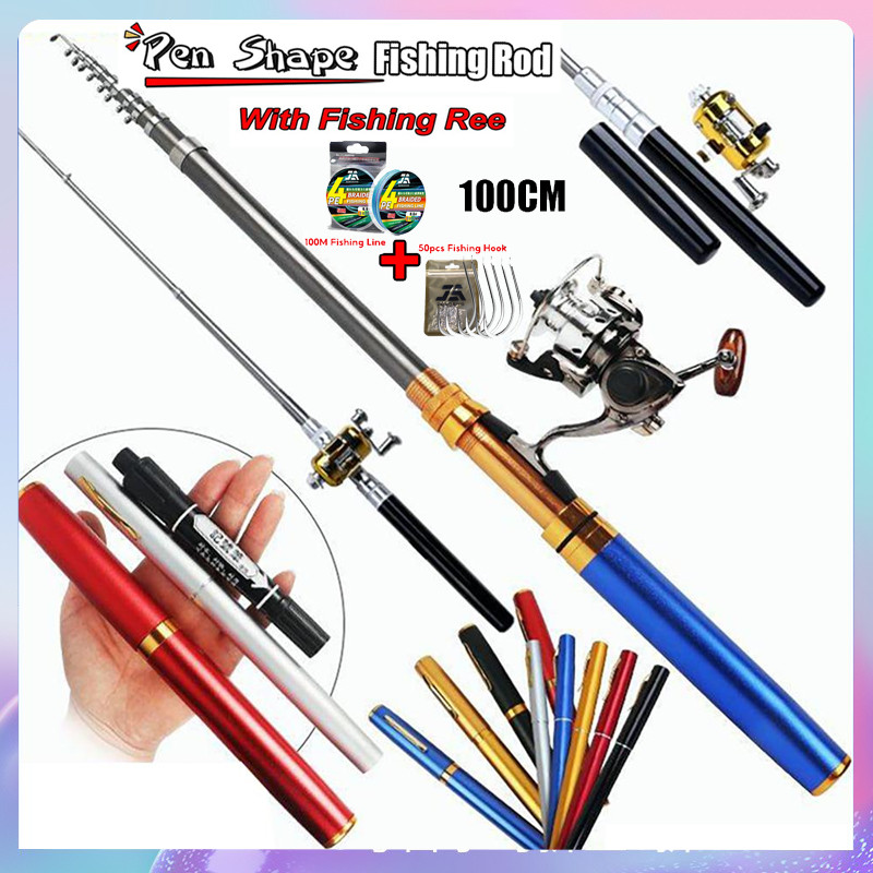 【COD】จัดส่ง 2-3 วัน ชุดอุปกรณ์ตกปลาคันเบ็ด 100cm พร้อมรอกสปินนิ่งโลหะ ชุดอุปกรณ์ตกปลา ชุดคันเบ็ด
