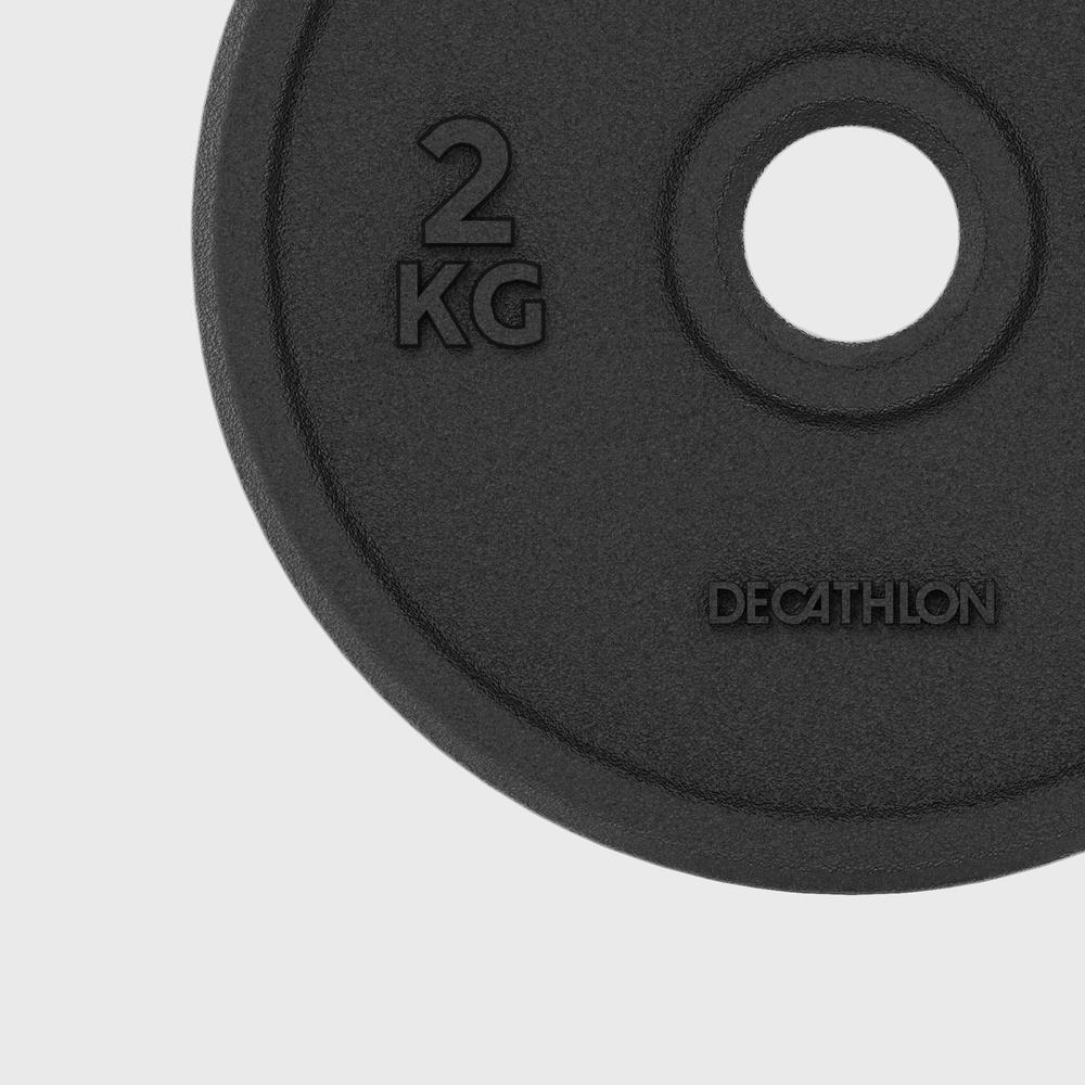 Decathlon Weight Training 2 Kg 28 Mm เวทแผ่นกลมทำจากเหล็กหล่อสำหรับเวทเทรนนิ่งขนาด 28 มม. หนัก 2 กก. - Black - รูปที่ 3