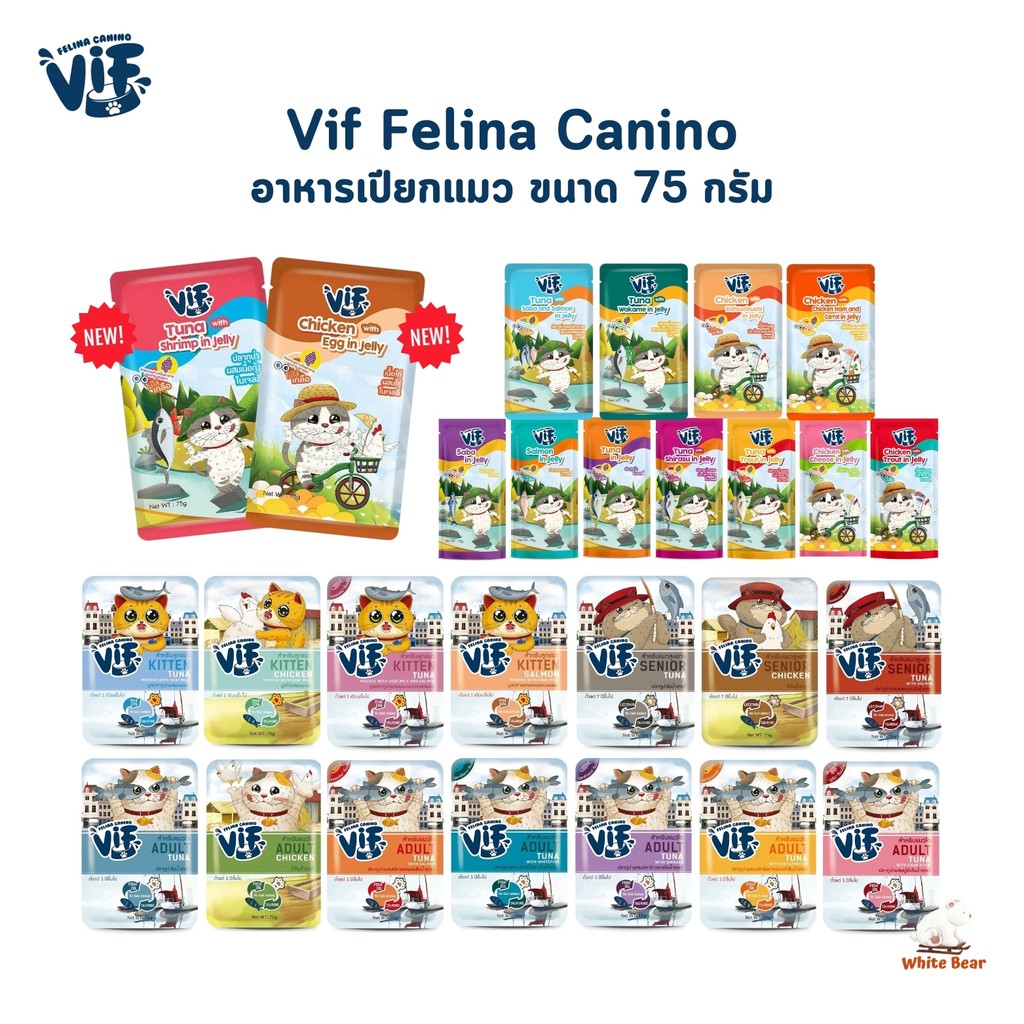 Vif Felina Canino อาหารเปียกแมววิฟ อาหารแมว ยกโหล ขนาด 75 กรัม