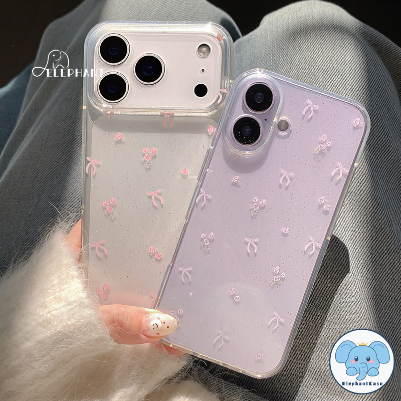 เคสไอโฟน13 15 17 เคสผงวาวลายโบว์ชมพู ม้า2026 น่ารัก สำหรับ IPhone 11 17 13 15 16 12 14 Pro Max XR X XS 7 8 16 15 14 Plus