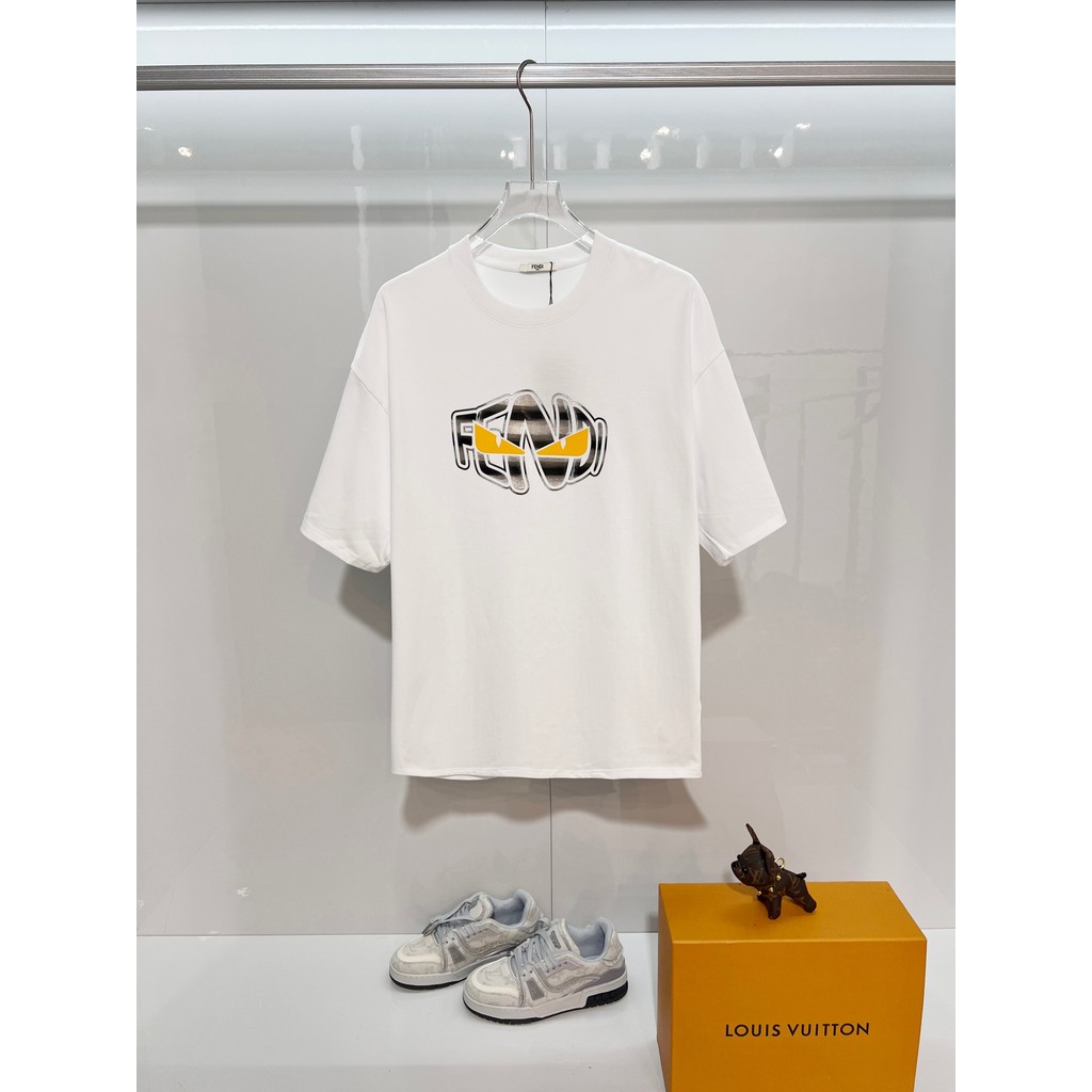 เสื้อยืดแขน Raglan Fendi ผ้าฝ้าย 100% พิมพ์โลโก้ที่กำหนดเอง