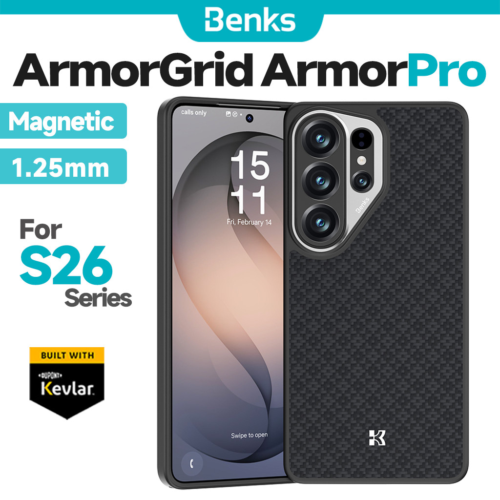 [Benks Official] Benks Magnetic ArmorGrid ArmorPro Case สร้างขึ้นด้วยไฟเบอร์อะรามิดเคฟล่าร์สําหรับ Samsung S26 S26+ S26U Ultra Slim TPU รวมทุกอย่างฝาครอบป้องกันการกระแทก