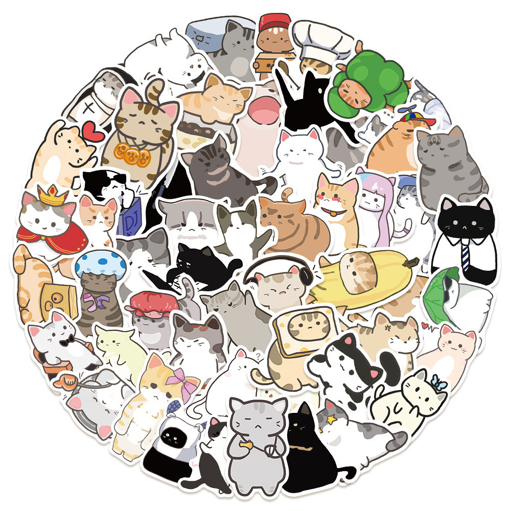 ถาม แมวตลก. สติ๊กเกอร์คอสเพลย์ Series 02 50 ชิ้น/เซ็ต DIY แฟชั่นสติ๊กเกอร์กันน้ํา Doodle สติ๊กเกอร์