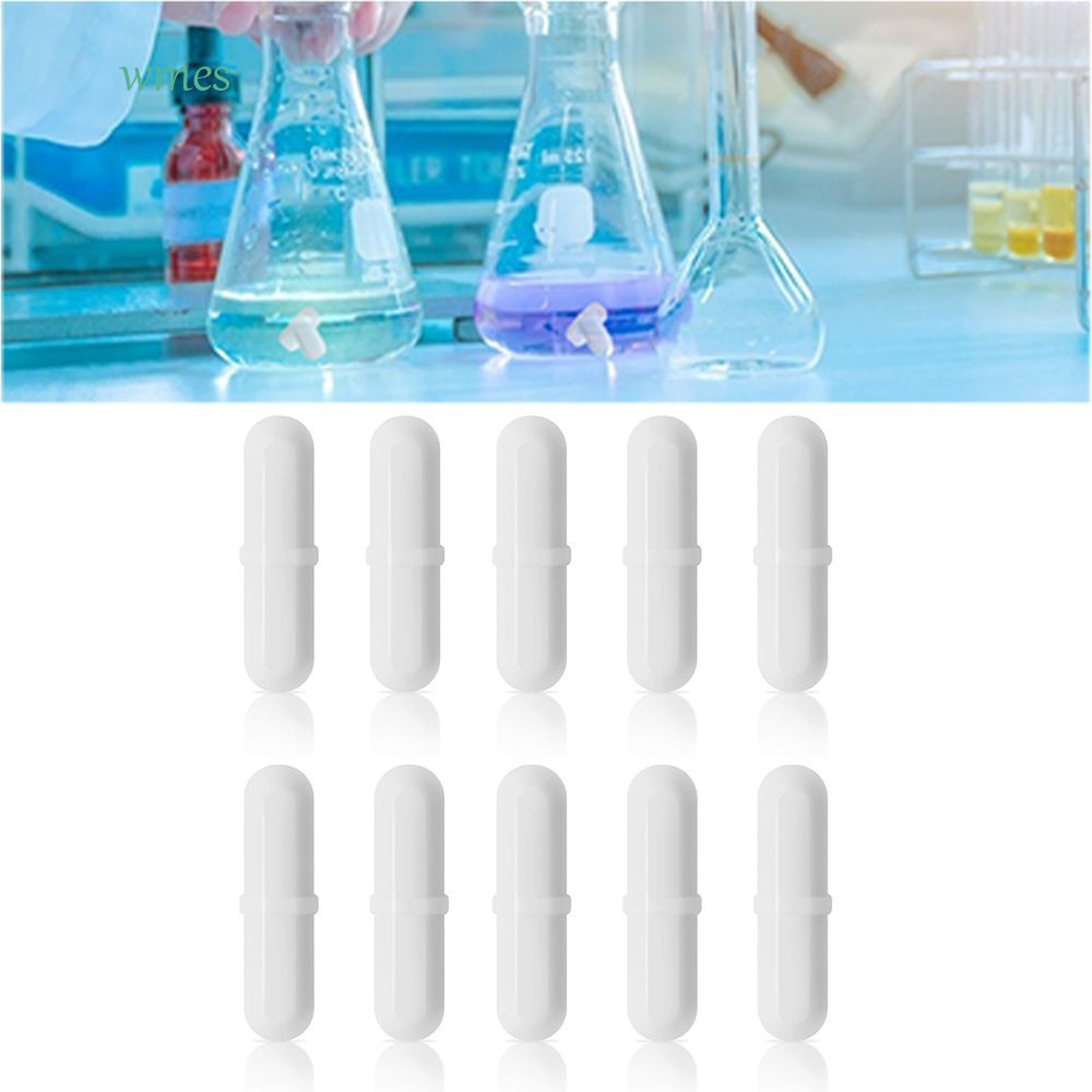 WMES1ZA 10 ชิ้นแม่เหล็กบาร์ผัด, 6-15 มม.สีขาว Magnetic Stirrer Mixer, ผัดแผ่นบาร์หลายขนาดทรงกระบอกทํ
