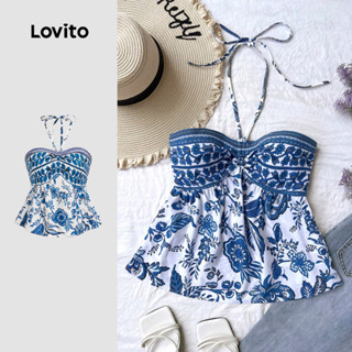 Lovito โบฮีเมียนลายชนเผ่าผูกเชือกTank ด้านบน สําหรับผู้หญิง …