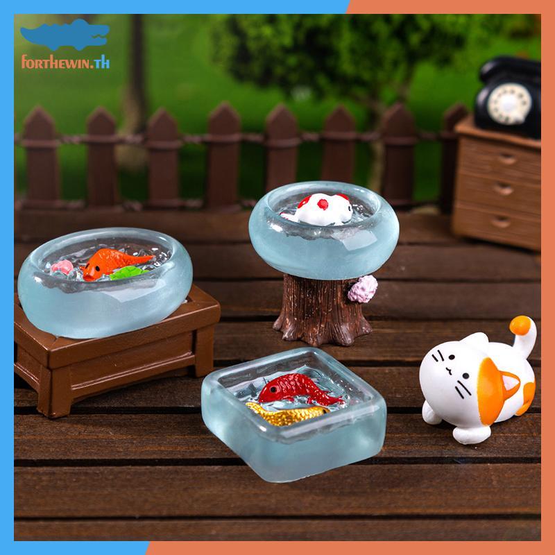 Forthewin 4 ชิ้น/เซ็ต Dollhouse Miniature จําลอง Koi Fish Tank ตุ๊กตา House รอบถังปลาตุ๊กตา Mini เฟอ
