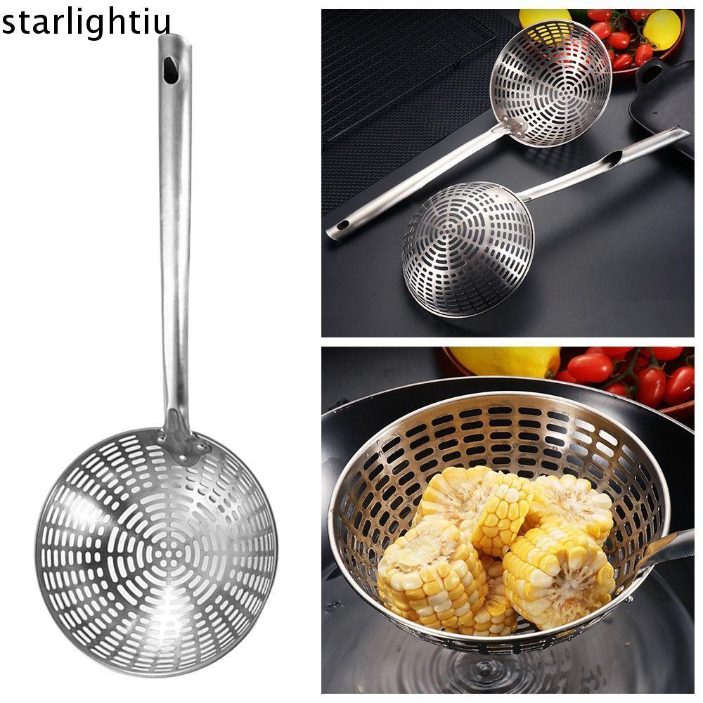 ESTHER Skimmer ช้อน, เครื่องมือทําอาหารตาข่ายกรองกระชอนสแตนเลส, ด้ามยาว Skimmer Gadgets ครัวกรอง Ski