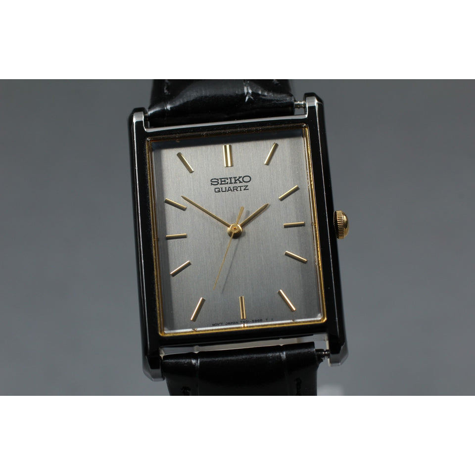 Vintage 1992 [N MINT] Seiko 7N01-5B50 Tank Square Silver 25mm Quartz Men's Watch