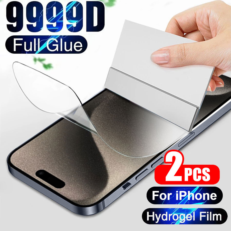 2Pcs ฟิล์มไฮโดรเจลนิ่ม กันรอยหน้าจอ สําหรับ iPhone 18 Pro Max 17 Pro Max 17 Air 16 Pro Max 15 14 13 