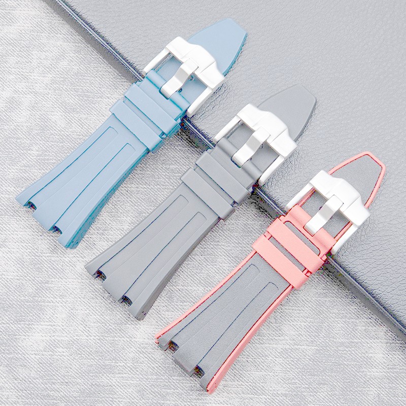 แทนที่รุ่น Aibi AP Royal Oak Offshore สายยางฟลูออไรด์ 26470/25940 Pin Buckle Style 28mm พร้อมโลโก้