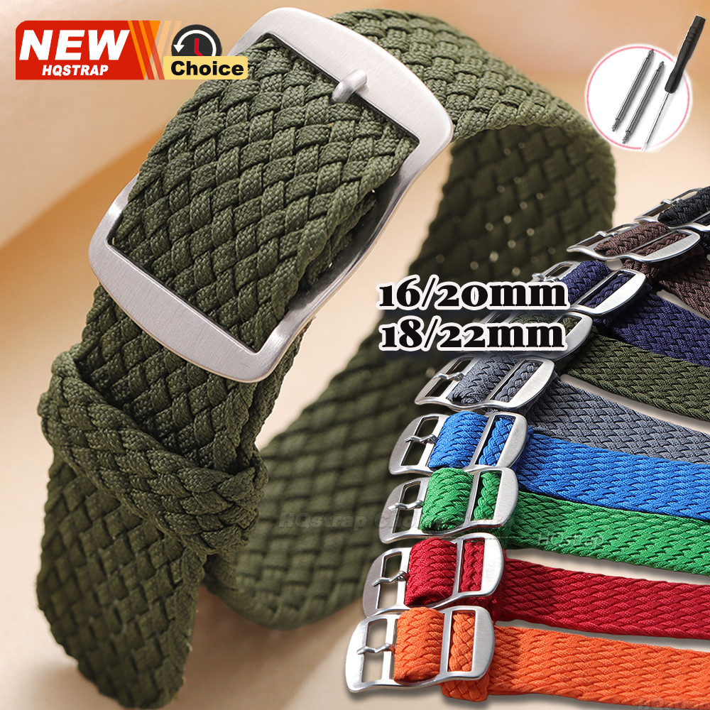 One Piece ไนลอนทอนาฬิกา 14 มม.16 มม.18 มม.20 มม.22 มม.สีสันสําหรับ Perlon WatchStrap สําหรับ O-mega สร้อยข้อมือผู้หญิงผู้ชายสายรัดข้อมือ