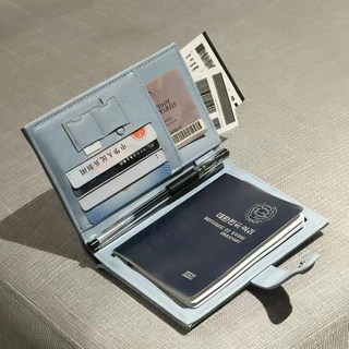 MUKUKU ซองใส่หนังสือเดินทางลายตาราง มีช่องใส่บัตรครบหลายใบ หนัง PU ดีไซน์บาง