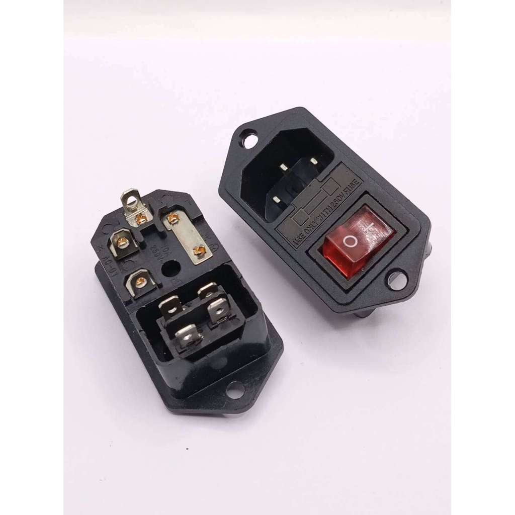 แบรนด์แท้ เต้ารับปลั๊กไฟ AC ตัวผู้ (AC Power Socket Inlet) พร้อมส่งจากไทย ของมือ1