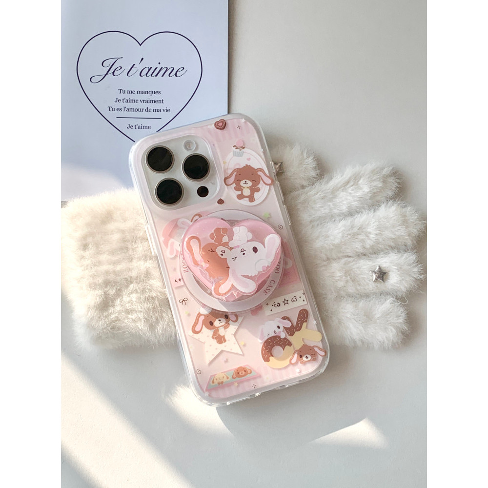 Pink Love ขนมกระต่ายเคสแม่เหล็ก Samsung A56 S21 S22 S23 S24 S25 S26 FE Ultra เคสโทรศัพท์ S23FE เคสป้