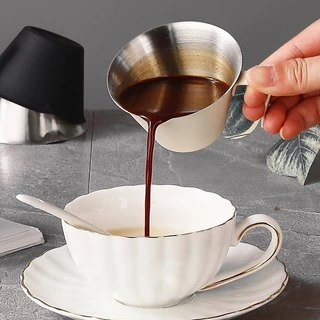 ถ้วยตวงกาแฟ 100มล ทําจากสแตนเลส 304 พร้อมที่จับและสเกล กันหยด เหมาะสําหรับชงกาแฟ เครื่องดื่ม ค็อกเทล