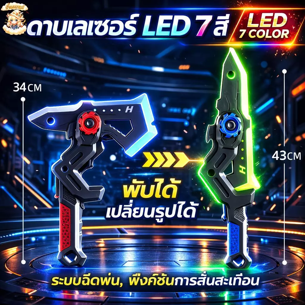 เปลี่ยนรูปทรงได้ ดาบของเล่นเรืองแสงสีสันสดใส เป็นของขวัญของเล่นคุณภาพเยี่ยมสำหรับเด็กๆ