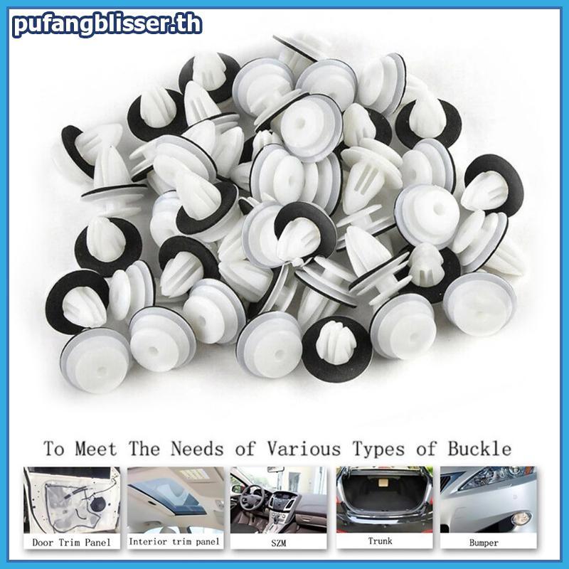 PUSER 50/100 ชิ้นแผงประตูรถคลิป W/ซีลแหวน Auto Vehicle Retainer Fastener คลิปกันชนรถ Push Pin Rivet แผงประตูบอร์ดคลิป.