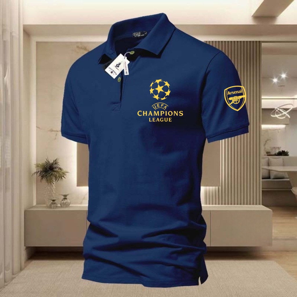 polo t shirt man สื้อโปโลผู้ชาย สไตล์ UEFA Arsenal คอปก แขนสั้น ลายเรียบ ใส่สบาย เหมาะสำหรับทุกโอกาส
