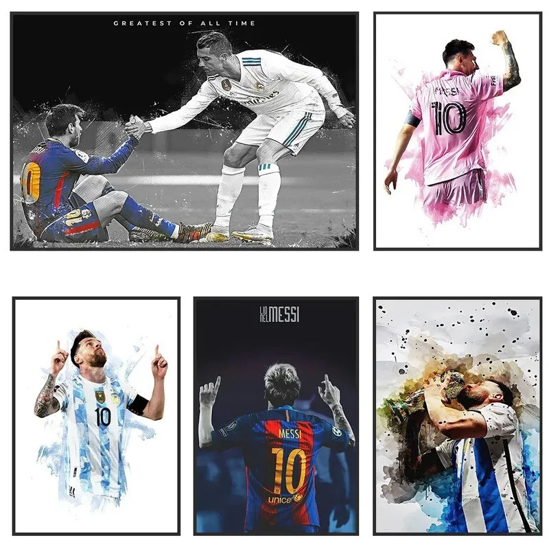 ฟุตบอล Star Messi โปสเตอร์ Wall Art ตกแต่งภาพวาดไม่มีกรอบตกแต่งบ้านฟุตบอล Club แฟนคอลเลกชัน