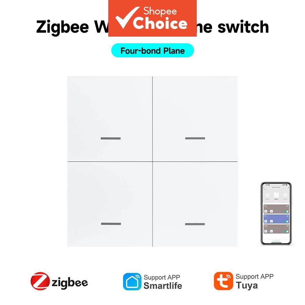 Zigbee Scene Switch Tuya คอนโทรลเลอร์ไร้สายแบบกาวฟรี 4 คีย์ผ่าน App