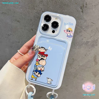 ของมาใหม่ เคสสำหรับไอโฟน11 คู่ชินจาน Nene เคสช่องใส่การ์ดสายข้อมือ For iPhone17 16 11 12 13PROMAX 14 15PLUS 7/8 SE2 XSXR