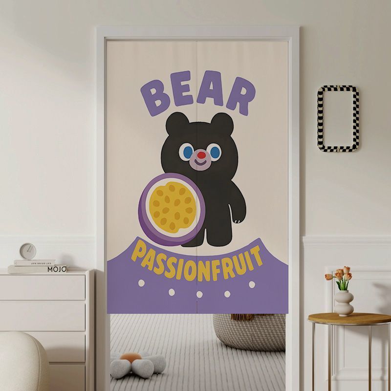Penthal and Cat Door Curtain Cartoon Partition Curtain Children's Room Curtain Punch-free Hanging Cu