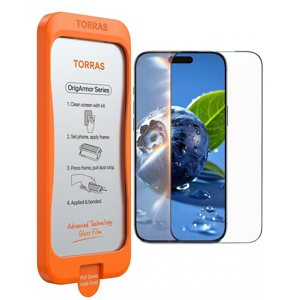 TORRAS OrigArmor สําหรับ iPhone 17/16 Pro Max Air Screen Protector [100% Anti Reflection][3D Full Co