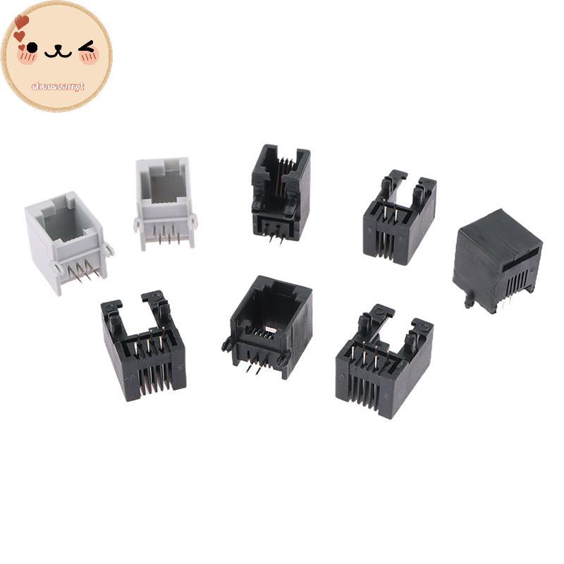 Chee 10PCS RJ11 โทรศัพท์ Soet โค้ง Pin 95001 4P4C 6P6C 6P4C หญิง Ja Pcb Connector โทรศัพท์ Soet EN