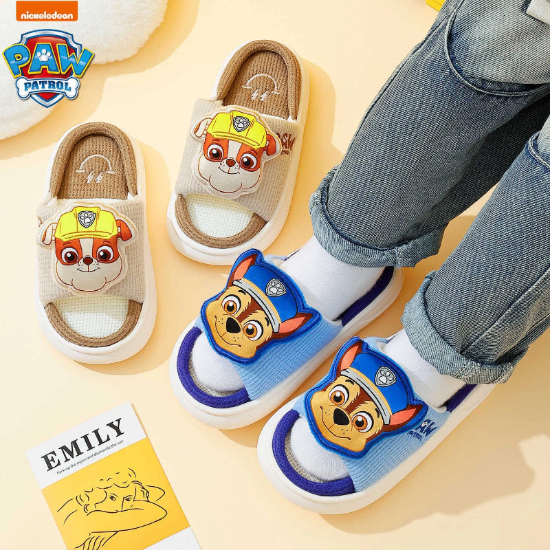 paw patrol รองเท้าแตะเด็กผ้าลินิน ออกแบบการ์ตูนสามมิติ สบายเท้า กันลื่น สำหรับเด็กชายและเด็กหญิง
