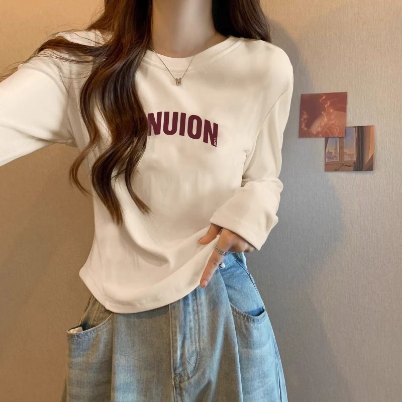 เสื้อ Bottoming ดูเยอรมันไหล่สไตล์ใหม่แขนยาวบดแฟชั่นอบอุ่นด้านในผู้หญิงขนสัตว์ tcod ฤดูใบไม้ผลิฤดูใบ