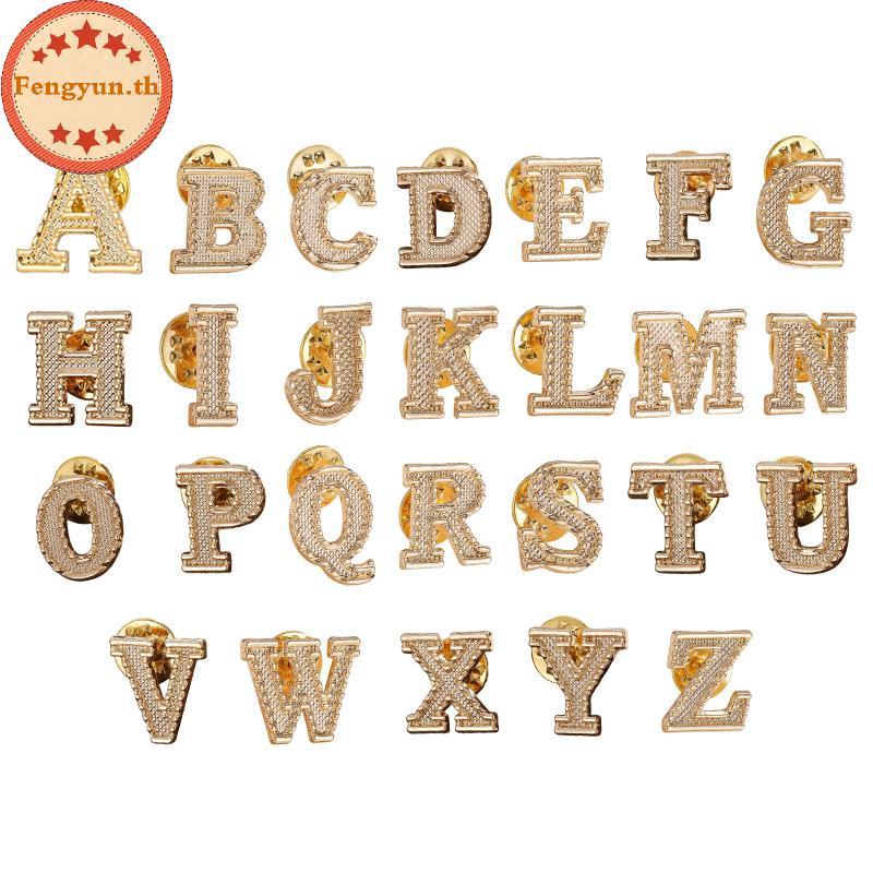 เซ็ทพินโลหะ Fengyun ใหม่ 2 pcs อักษร A-Z 26 ตัว พินสำหรับหนีบปกเสื้อ สไตล์แฟชันสำหรับทั้งผู้ชายและผู