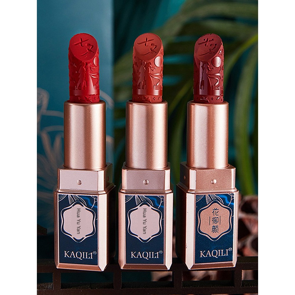 ลิปสติก lipstick Kaqili Flower Royal Beauty Makeup Set Matte Velvet Matte Lipstick 999 Positive Red 