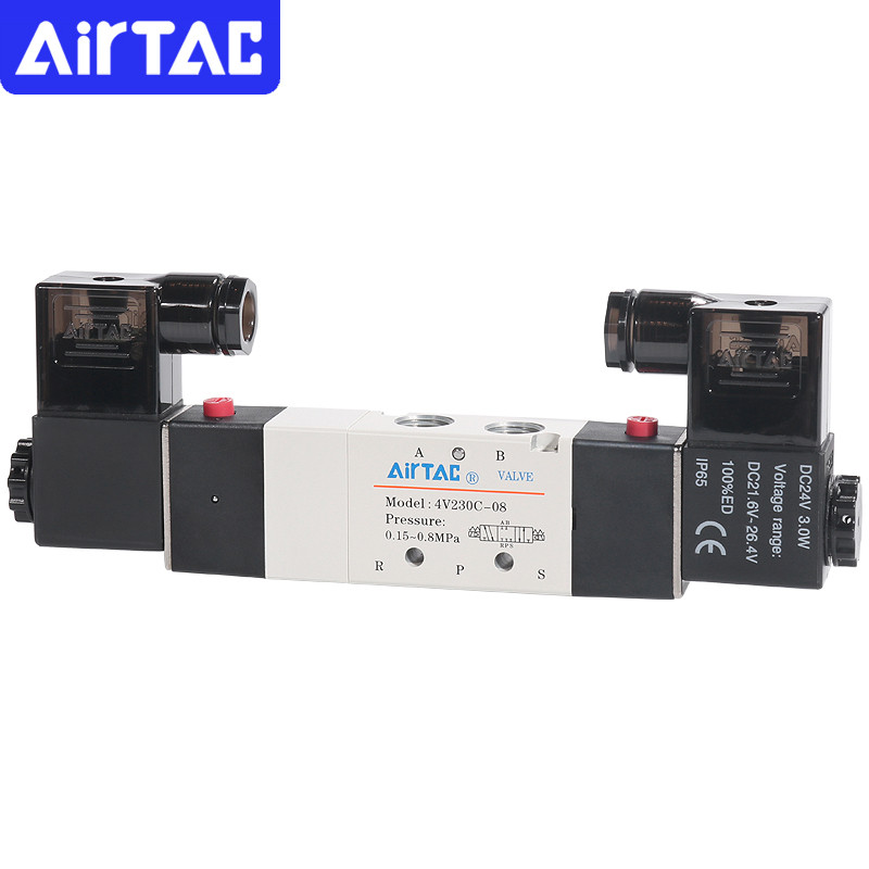 AirTAC 4V130C-06 4V230C-08 4V330C-10 4V430C-15 Pneumatic Air Solenoid วาล์ว 5 พอร์ต 3 ตําแหน่ง Way R