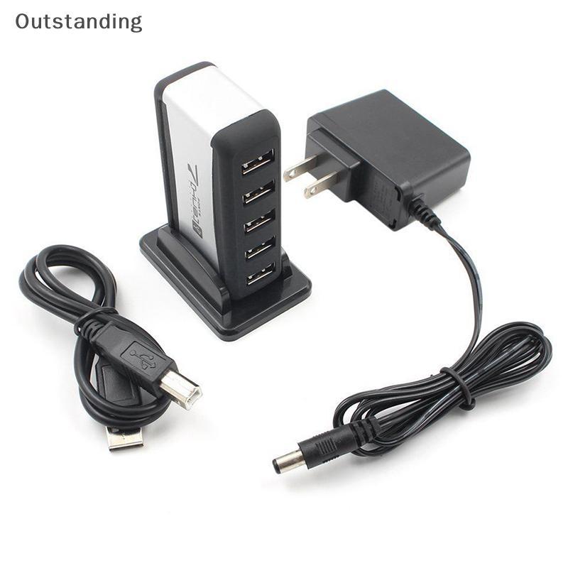 USB 7-Port HUB ที่โดดเด่นพร้อมสายเคเบิลอะแดปเตอร์ AC ปลั๊ก EU/US ความเร็วสูงสําหรับแล็ปท็อปพีซีใหม่
