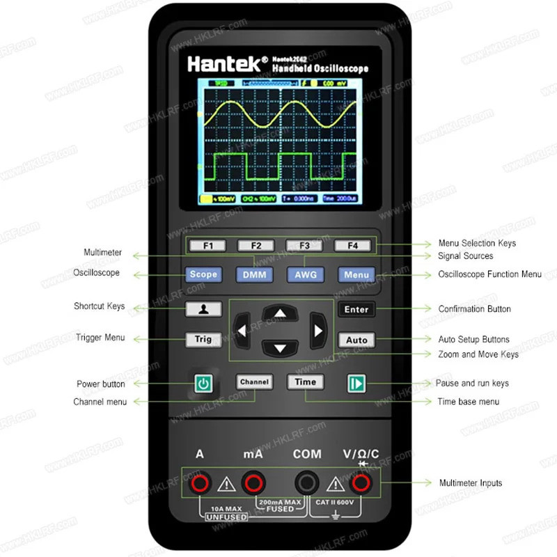 Hantek 2C42 Handheld Oscilloscope Multimeter 2 in 1 Multi-Functions Tester 2CH + DMM 40MHz Digital O