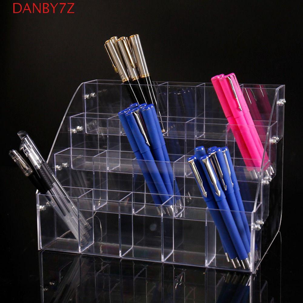 DANBY7Z Mark ที่ใส่ปากกา,อะคริลิคโปร่งใสเครื่องเขียนชั้นวางจอแสดงผล,แต่งหน้าประหยัดพื้นที่สร้างสรรค์ทนทานแปรงชั้นเก็บสํานักงาน/โรงเรียน