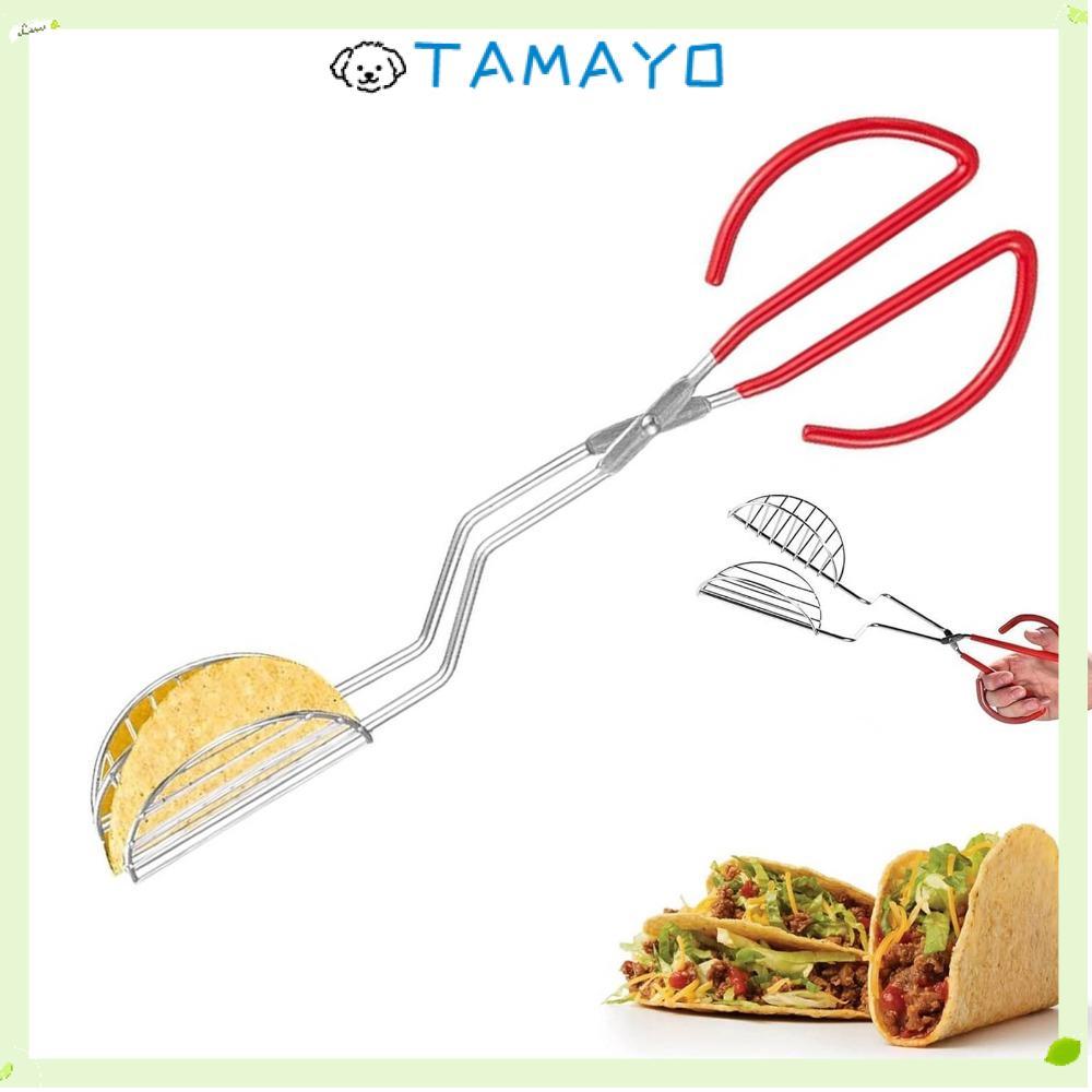 TAMAYO Taco Shell Tong, ที่วางตอร์ติญ่ารูปตัว U อเนกประสงค์, แม่พิมพ์ทอดทาโก้สแตนเลสแบบพกพาเครื่องครัว