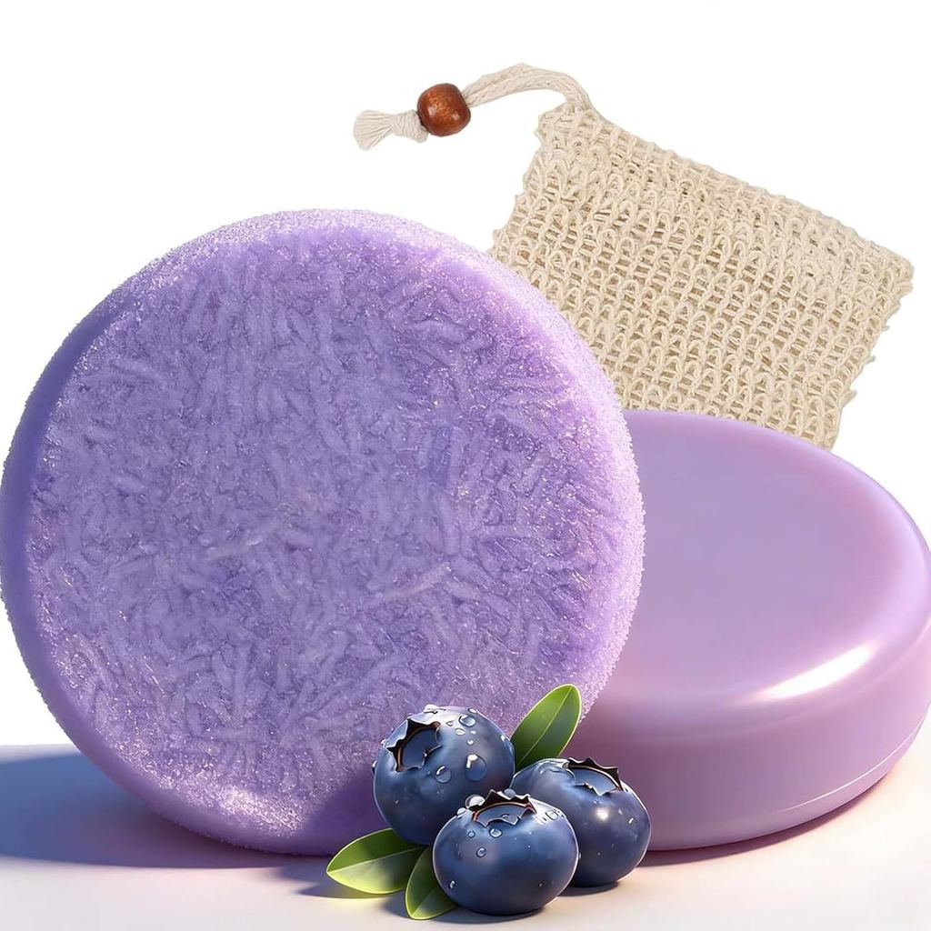 2 ชิ้น Blueberry Fields Shampoo & Conditioner Bundle Bars สําหรับผมบาง Frizz