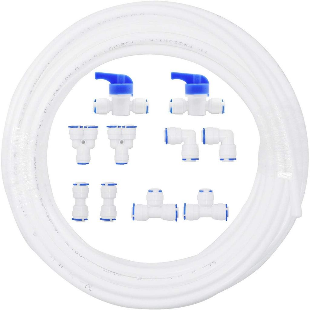 1/4 "OD Quick Connect Push in to Connect Water Tube Fitting 10 ชิ้น + 1/4 นิ้ว RO Water White ท่อ, 1