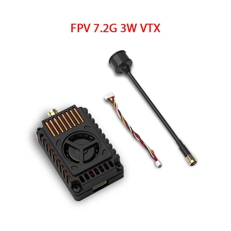 7.2GHz 3W 64CH FPV Drone เครื่องส่งสัญญาณวิดีโอ VTX High Power Analog เกียร์ไร้สายสําหรับ Racing Aer