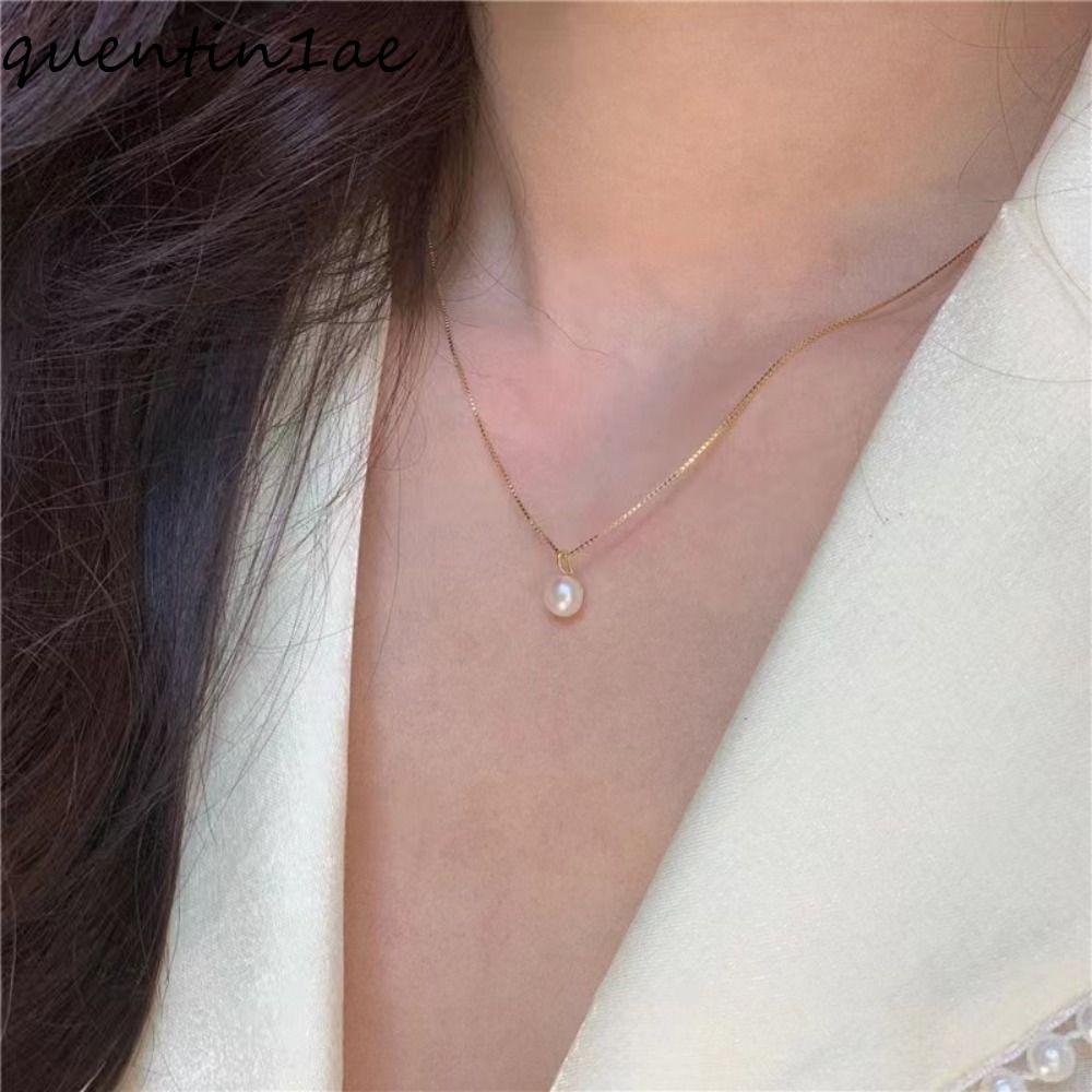 QUENTIN1AE สร้อยคอมุกแฟชั่น อินเทรนด์ สไตล์เกาหลี พร้อมจี้ เพิ่มความหรูหรา