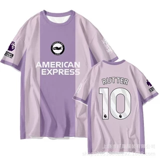 ชุดทีมฟุตบอล Brighton พร้อมเสื้อยืดแขนสั้นและเสื้อเชิ้ตครึ่งแขน แห้งเร็ว สำหรับชายและหญิง